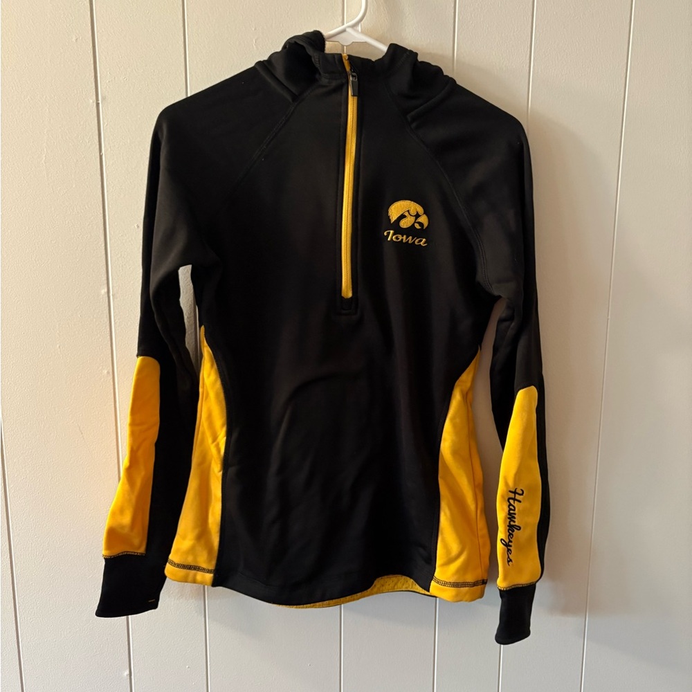 Colosseum Black and Yellow Women's Hoodie university of Iowa sweatshirt